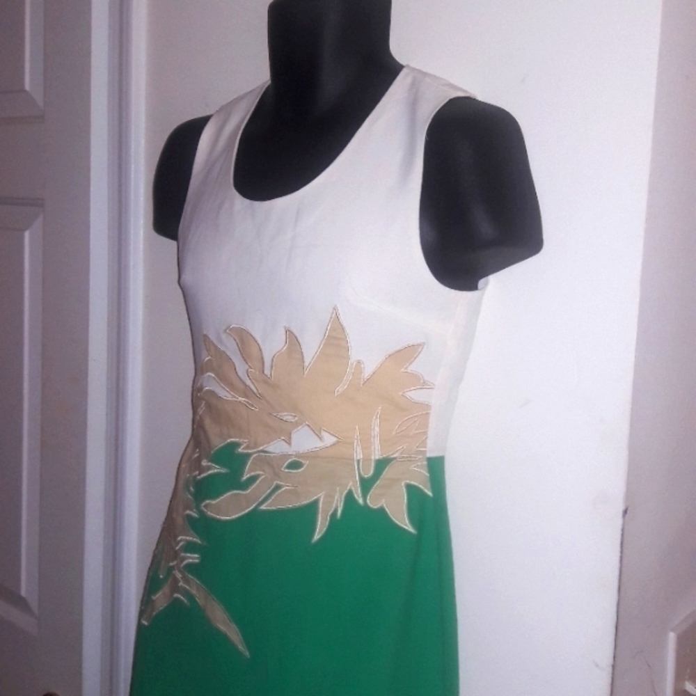Spring Green, White, and Cream Sheath Dress, Size 4 - Picture 5 of 8